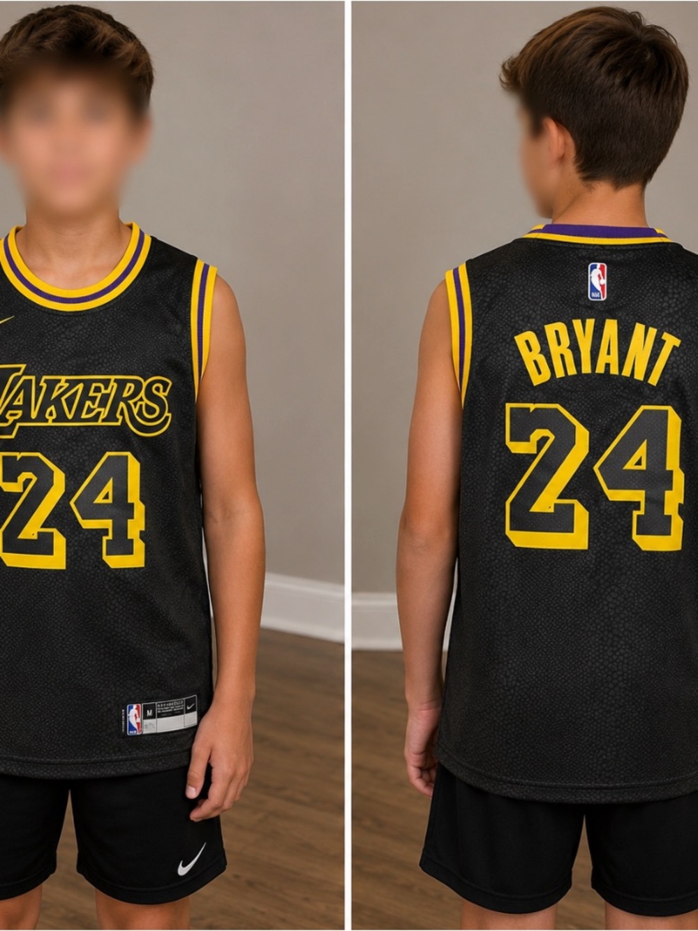 Kobe Bryant LA Lakers #24 Mamba Youth Medium Kids Black Basketball Jersey